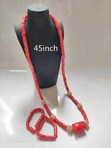 African Coral Bead Jewelry Set, Nigerian Wedding Necklace, Handmade, 45 Inch - Etsy