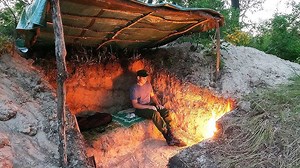 9.8K views · 496 reactions | Excavated a natural cliff shelter on the mountain slope. Survival ideas for emergency situation!.#SoloCamping #BuildingSurvivalShelter #CampingChallenge | Amber Felicity | Facebook