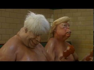 Spitting Image is back, exclusively on BritBox - Boris and Trump in the sauna