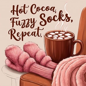 Hot Cocoa, Fuzzy Socks, Repeat Digital PNG Instant Download - Etsy UK