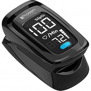 Fingertip Pulse Oximeter, Blood Oxygen Saturation Monitor (SpO2) with Heart Rate Detection and Pulse Bar Graph, White Bright Digital LED Display, Batteries and Carry Case Included