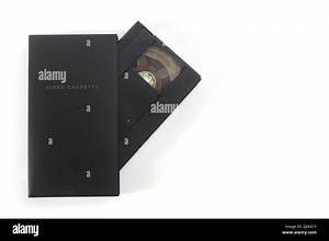 Black VHS video tape cassette with blank label isolated on white background Stock Photo - Alamy