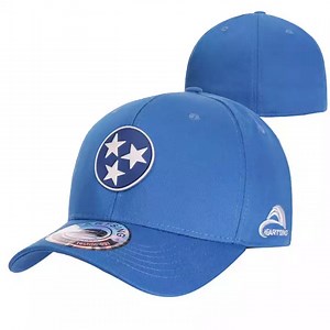 [Hot Item] Close Cap Fitted Cap Men Blue Rubber Patch Custom Logo Flex Fit 6 Panel Baseball Cap Fitted Hat