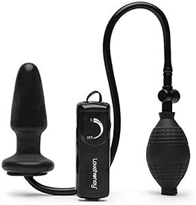 Lovehoney Vibrating Inflatable Butt Plug - 4.5 Inch Anal Plug - Wired Remote Control for Adjustable Anal Stimulation - Easy to Use Bulb Pump - Black
