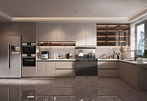 [Hot Item] Quartz Stone Three Section Track MDF Kitchen Cabinet Custom Cabinets