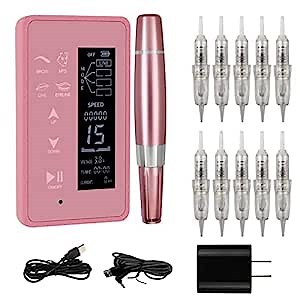 Guapa Digital Permanent Makeup Machine Touch Screen Panel with LCD Control Multi-Functional Tattoo Microblading Machine with 50pcs Needle Cartridge for Ombré Powder Brows, Eyeliner, Lips