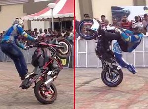 Watch: Bike stunt by daredevil riders a huge hit at auto expo | The Times of India