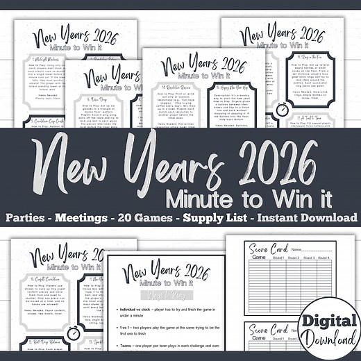New Year’s Eve Minute to Win It Games, 2025 New Years Eve Party Games, Fun Family & Adult Game Bundle, 2026 New Years Printable Party Set - Etsy