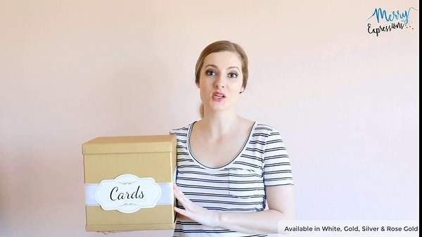 Merry Expressions 10" Rose Gold Card Box, Party Card Holder, Money Gift Box for Wedding Reception, Honeymoon, Graduation, Birthday, Sweet 16, Bridal or Baby Shower - Wedding Gift Table Decoration