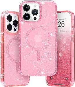 Amazon.com: DecoReco - for iPhone 15 Pro Max Case - Pink Glitter Phone Case [Compatible with Magsafe] - [11FT Drop-Proof Defense] - Sparkling Like Stars for Women and Girls : Everything Else