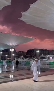 Yesterday Heavy rain and lightning in Masjid Al Nabawi ﷺ | Haramain Hajj Umrah