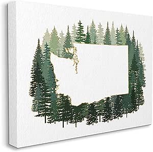 Stupell Industries Washington State Outline Pine Trees Green Forest