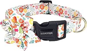 Floral Girl Dog Collar，Cotton Dog Collars for Dogs Female Dog Collar with Flower Fall Cute Dog Collars with Quick Release Buckle Puppy Collars Pet Dog Collar for Small Medium Large Dogs
