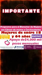 😎👩‍🦰📋💵🩷🙌🏻 enterate de este importante programa, que existe para mujeres con cancer de mama o cancer cervicouterino 😎👩‍🦰📋💵🩷🙌🏻 #cancerdemama #ApoyoSocial #mujeresmexicanas #MichoacanConstruye #ceao | Pensión Adultos Mayores