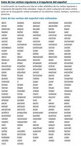 Verbos Regulares En Espanol Lista Completa