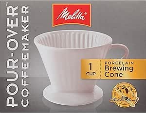 Melitta no 2 Porcelain Single Cup Pour-Over Coffee Brewer, White