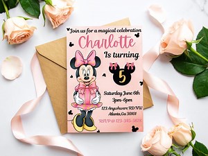 Editable Minnie Mouse Birthday Invitation, Printable 1st Birthday Invite, Digital Girl Invitations - Etsy Canada