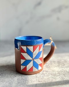 Handmade Patriotic Star Barn Quilt Ceramic Coffee/tea Mug | Medium | Made in Alabama | Kitchen Dinnerware | Veteran Owned Shop - Etsy