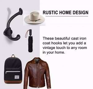 NACH Classic Double Prong Wall Hooks - Heavy Duty Decorative Black Hooks for Mudroom, Coat & Hat Rack, Towel Racks for Bathroom - Wall Mount Cast Iron Hooks - 6 Pack, 1.85x1.75x3.6 in - DY-200682