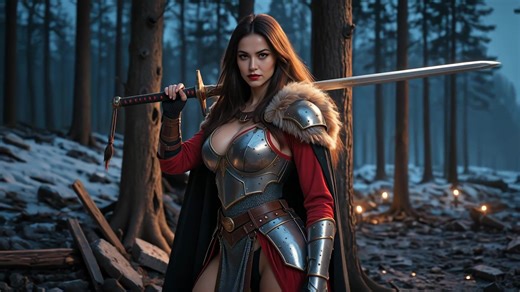 Viking Babe Snow Fuck in skimpy metal armor and red cape teases 2026