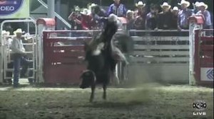 Resistol Rookie Jestyn Woodward is keeping pace with well-established bull riders like Josh Frost. The two cowboys are tied for first with their 88.5-point rides in Clovis. | PRCA ProRodeo