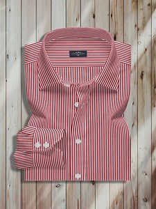 Men’s Red Bengal Stripe Dress Shirt | Giza Cotton | Medium Collar | Rounded Cuffs | Business Wear - Etsy Canada