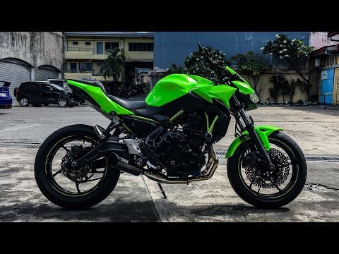 Full exhaust system on a Kawasaki Z650