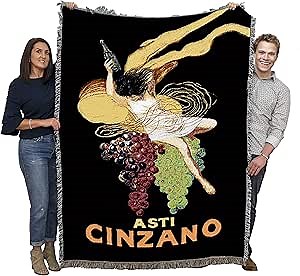 Pure Country Weavers Asti Cinzano Vintage Poster Blanket by Leonetto Cappiello - Fine Art Gift Tapestry Throw Woven from Cotton - Made in The USA (72x54)