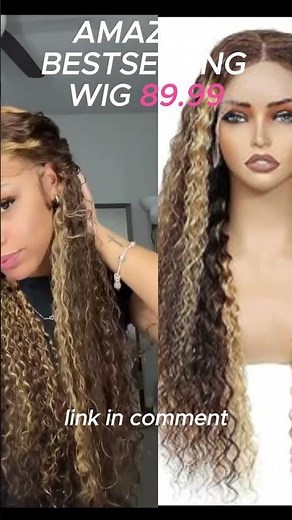 Amazon Best Selling Wig under 100: Highlight Ombre Honey Blonde Deep Wave Lace Front #amazonwigs
