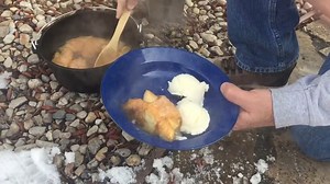 Delicious Dutch Oven Apple Dumplings with Vanilla Ice Cream CampMaid is available at @CampMaid.com @Amazon.com. #campmaid #dutchoven #cookingsystem #dutchovencooking #charcoal #charcoals #charcoalcooking #campcooking #outdoorliving #outdoorcooking #castiron #castironskillet #rvlife #rvcooking #vancooking #vanlife #campout #getoutside #campingtools #campingweekend #campingfood #campinggear #vancamping #vanlifeadventures #cookoutside #cookingvideo | CampMaid