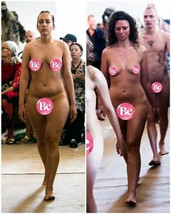 Designer sends naked models down the catwalk