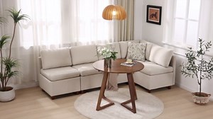 SITJOY Breakfast Nook Bench with Storage, Modular Corner Kitchen Banquette Seating, Dining Settee Couch, Upholstered Dining Bench with Back, Soft-to-Touch Fabric in Beige, L Shaped 5 Seats