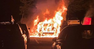Video shows Mini Cooper ablaze in car park inferno