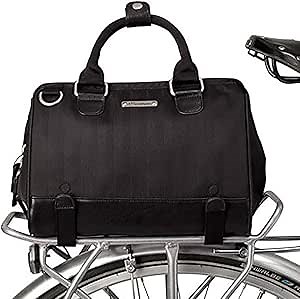 Po Campo Uptown Bike Trunk Bag | Stylish Bike Satchel That Fits Your Life | Attach to Rear Rack | 7 Pockets Including Tablet Sleeve | Shoulder Strap | Weatherproof Vegan Fabric | Black Herringbone