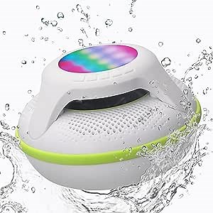 Floating Bluetooth Speaker, Pool Speakers Waterproof Shower Bluetooth Wireless IPX7 with Light Stereo for Outdoor Pool AccessoriesHot Tub