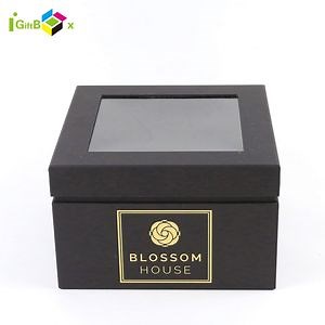 [Hot Item] Elegant Black Custom Logo Gift Box with Window