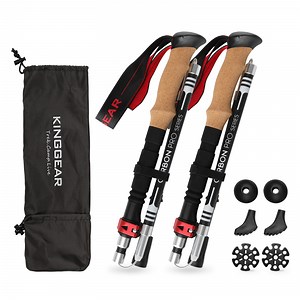 [Hot Item] Kinggear Outdoor Custom Ultralight Nordic Folding Walking Stick Collapsible Hiking Pole 3K Carbon Fiber Trekking Poles