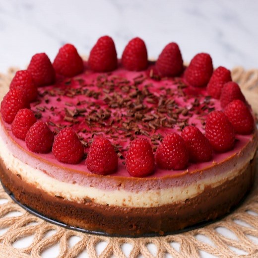 1M views · 3.5K reactions | Swap out the cream cheese for Greek yogurt in this chocolate raspberry cheesecake recipe! Recipe: https://tasty.co/recipe/raspberry-chocolate-greek-yogurt-cheesecake | Tasty | Facebook