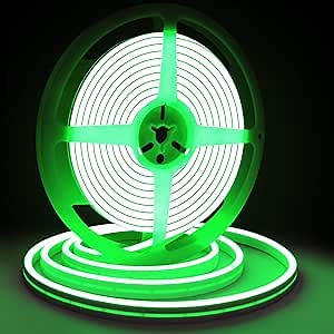 Lamomo Dimmable Led Strip Lights Green, 16.4ft/5m IP68 Waterproof Light Strip Kit, Silicone 12V Flexible LED Rope with 2835 LEDs, UL Listed Power Supply for Indoors/Outdoors Decoration/DIY