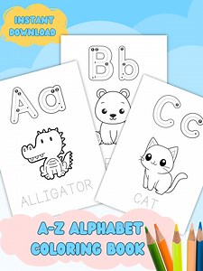 Malbuch mit Tiermotiven für Kleinkinder | Buchstaben lernen von A bis Z | Vorschul-Malvorlage (PDF) - Etsy.de