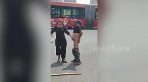 Furious woman grabs 'flasher' by his gonads and shames him in public