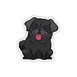 Black Pug Sticker | Cute Cartoon Puppy Dog | Waterproof, Vinyl & Dishwasher Safe | Gifts for Pet Owners and Lovers - Etsy