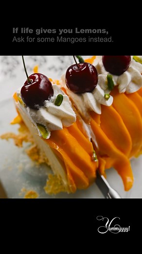 The sweetest fruits grow at the top of a tree so that only those who deserve them can reach them😜 #mango #icecream #cake #bestdessert | Yummyyyyy