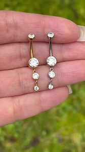 Crystal Gems Dangle Belly Button Ring: Titanium Navel Piercing in Silver/gold, 10mm/12mm - Etsy