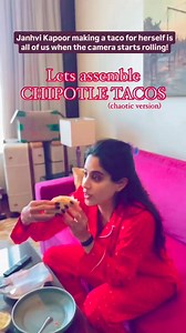 That moment when the camera turns on, and basic motor skills turn off!! #janhvikapoors #TopStarsCelebrity #bollywood #bollywoodfashion #food | Janhvi Kapoor Fans