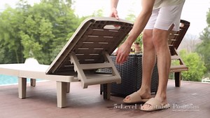 Chaise Lounge Outdoor, Waterproof Resin Lounge Chairs for Outside w/Adjustable 5 Positions & Cup Holder Sun Lounge Chair for Patio, Poolside, Beach, Yard in All Weather, 2PCS, Grey