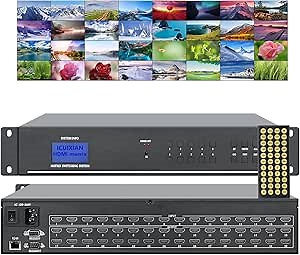 ICUIXIAN 16x32 HDMI Matrix 4K@30Hz with Web GUI w/Rs232-LAN Port, Rackmount HDMI Matrix Switch 16x32 Splitter Support EDID, HDCP, Backlit Button, LED Screen displays (16 Input 32 Output Matrix)