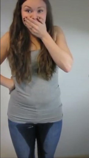 Girl pees her jeans nervous