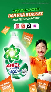 bTaskee ♡ ARIEL - GỌN NHÀ, SẠCH ÁO Nhận ngay voucher bTaskee khi mua ARIEL 10X Sức Mạnh Giặt Sạch! *Được tài trợ bởi P&G #ariel #10XSucManhGiatSach #btaskeexariel #gonnhasachao | Ariel Vietnam | Facebook