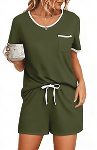 UVN Pajamas Sets for Women 2 Piece Lounge Set Short Sleeve Tops and Shorts Soft Pj Set Sleepwear Loungewear